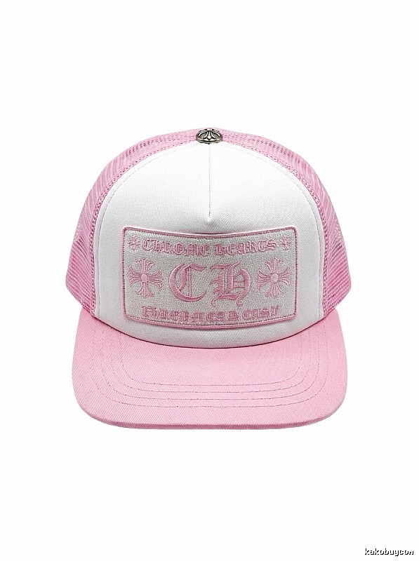 Chrome Hearts Pink and White Patchwork Trendy Hat