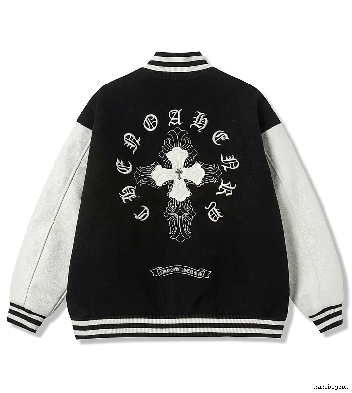 Chrome Hearts retro-style black and white baseball jacket