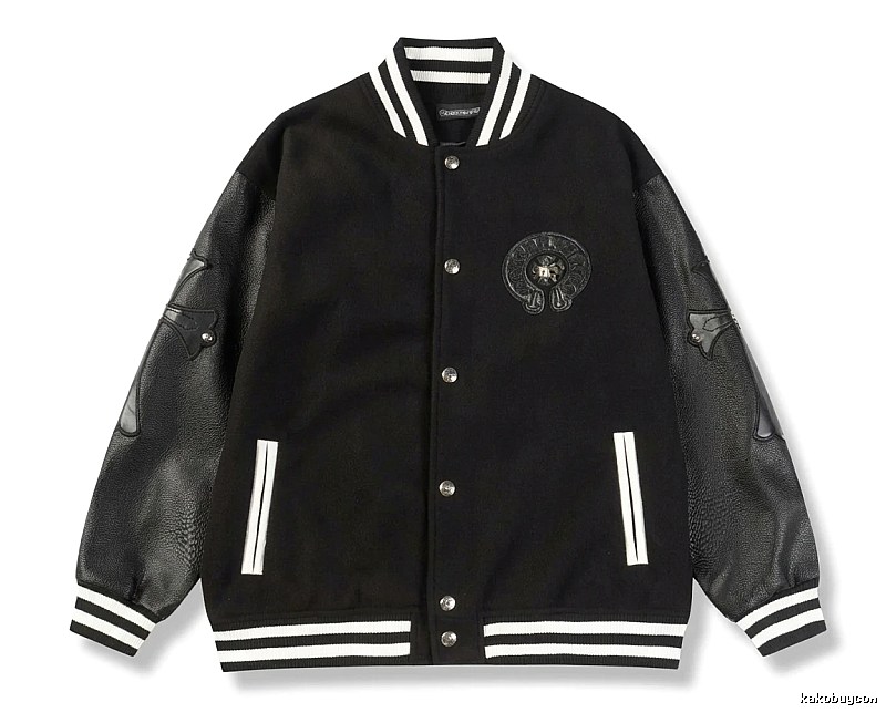Chrome Hearts retro-style black baseball uniform.