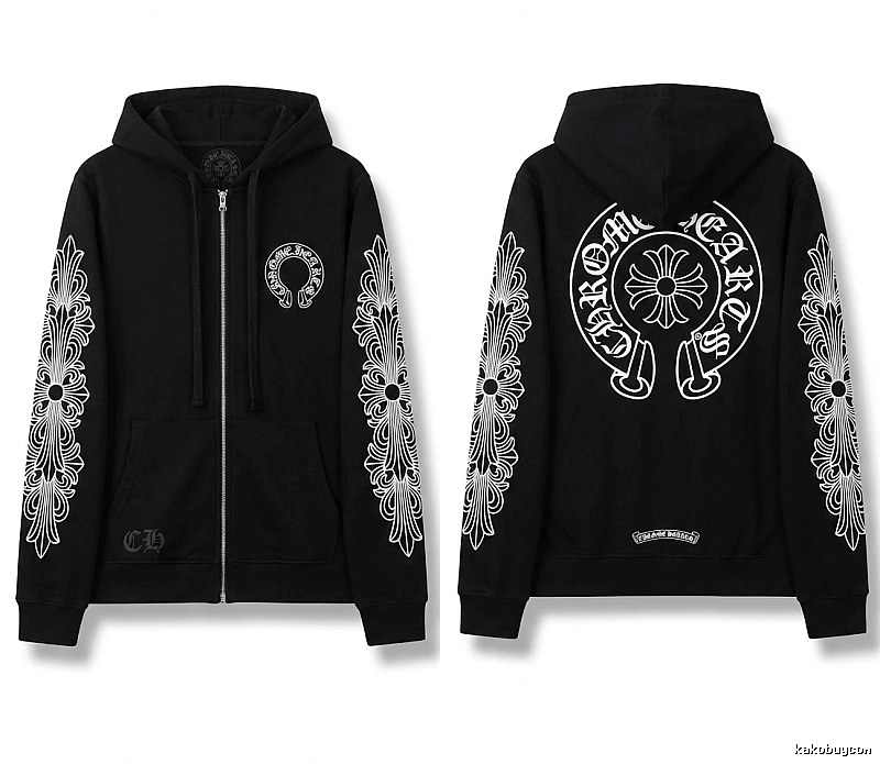 Chrome Hearts retro-style black hoodie