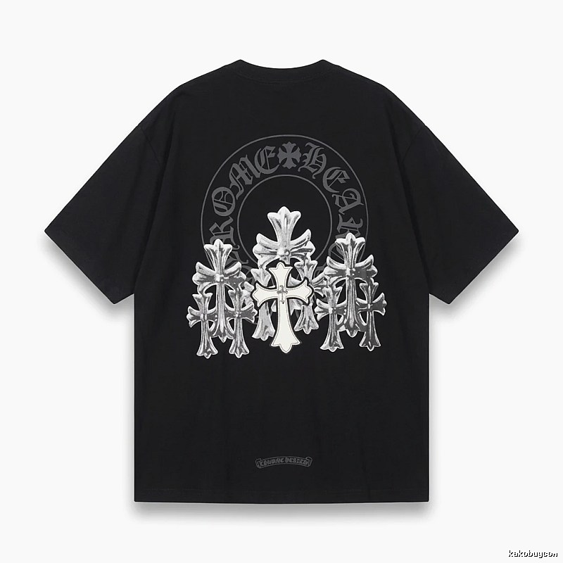 Chrome Hearts Silver Cross Black T - Shirt