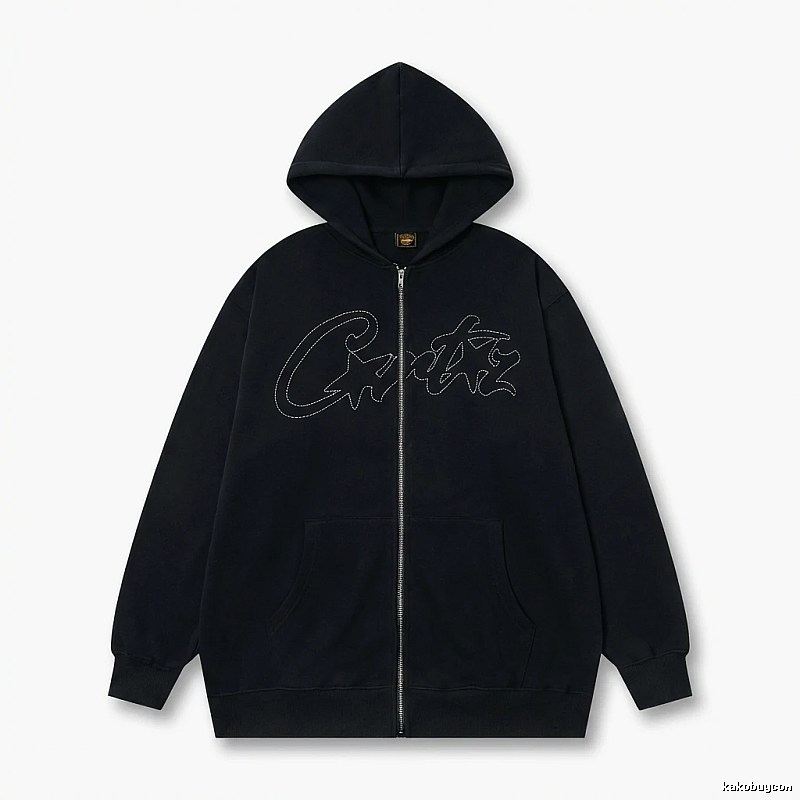 Corteiz minimalist style black hoodie