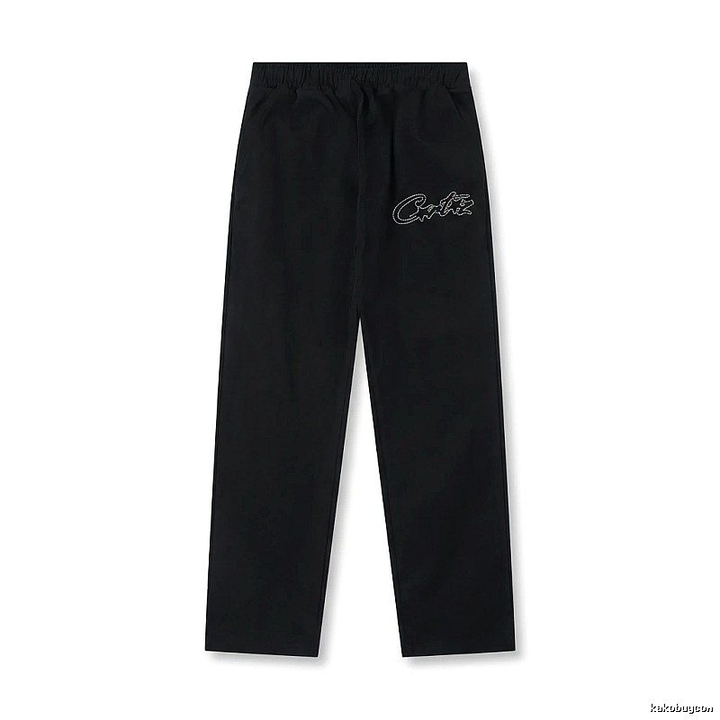 Corteiz minimalist style black long trousers