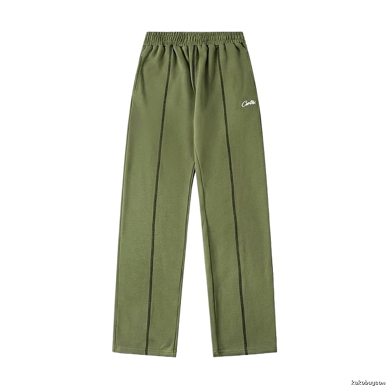 Corteiz minimalist style olive green long trousers