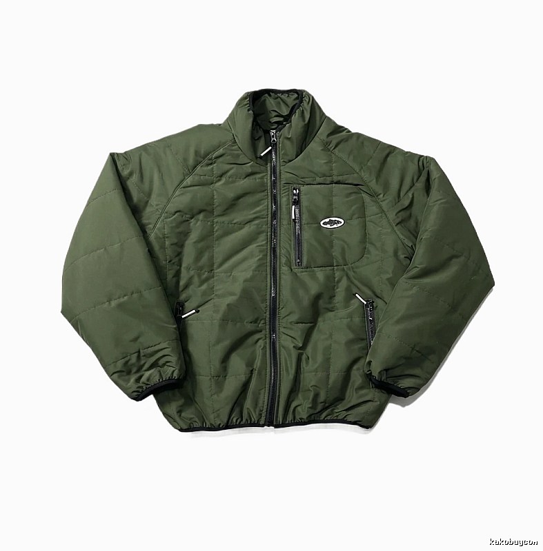 Corteiz Retro Style Olive Green Cotton-padded Coat