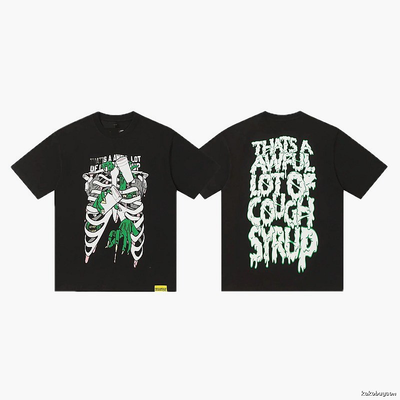 COUGH SYRUP Skull Print Dark Style Black T-shirt