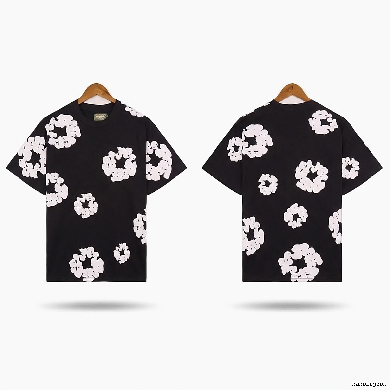 DENIM TEARS Black and White Retro Short-sleeve Shirt