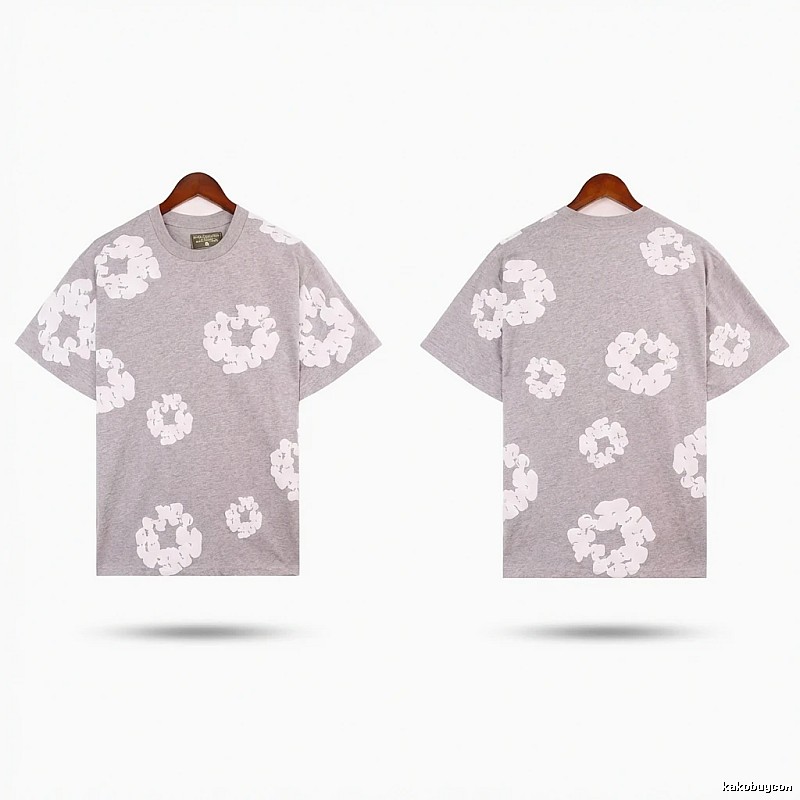 DENIM TEARS Printed Casual Grey T-shirt
