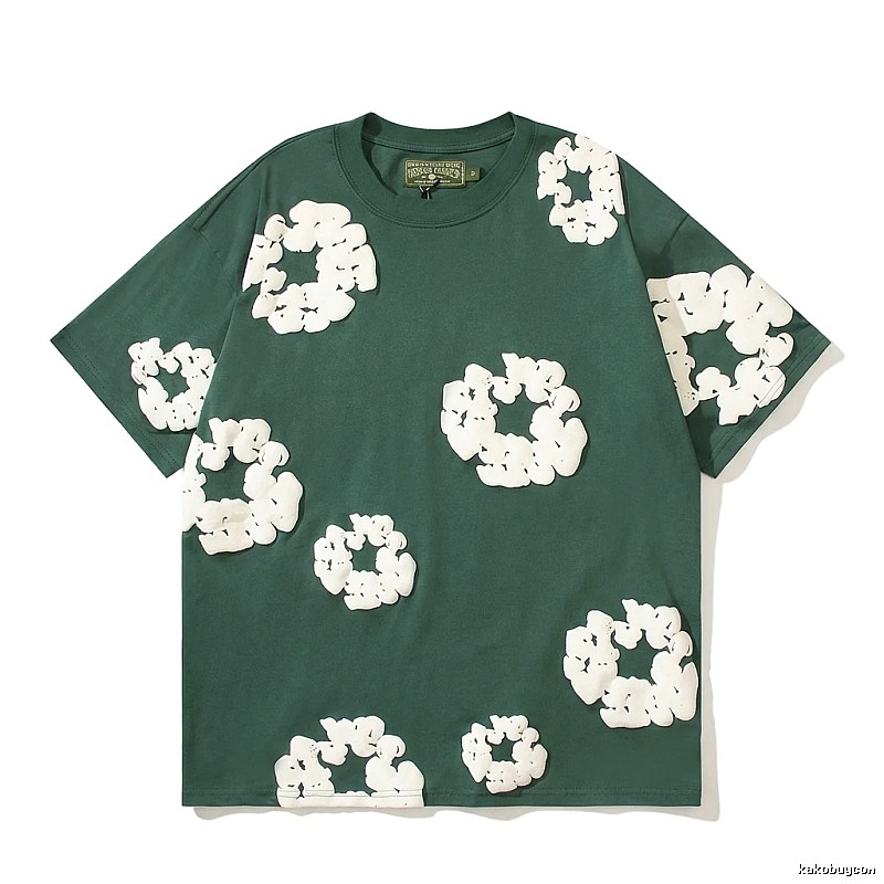 DENIM TEARS Three-dimensional Flower Dark Green T-shirt