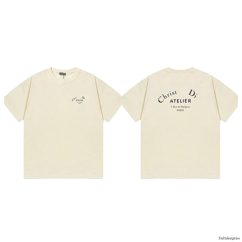 Dior Atelier Minimalist Style Beige Short-sleeve T-shirt