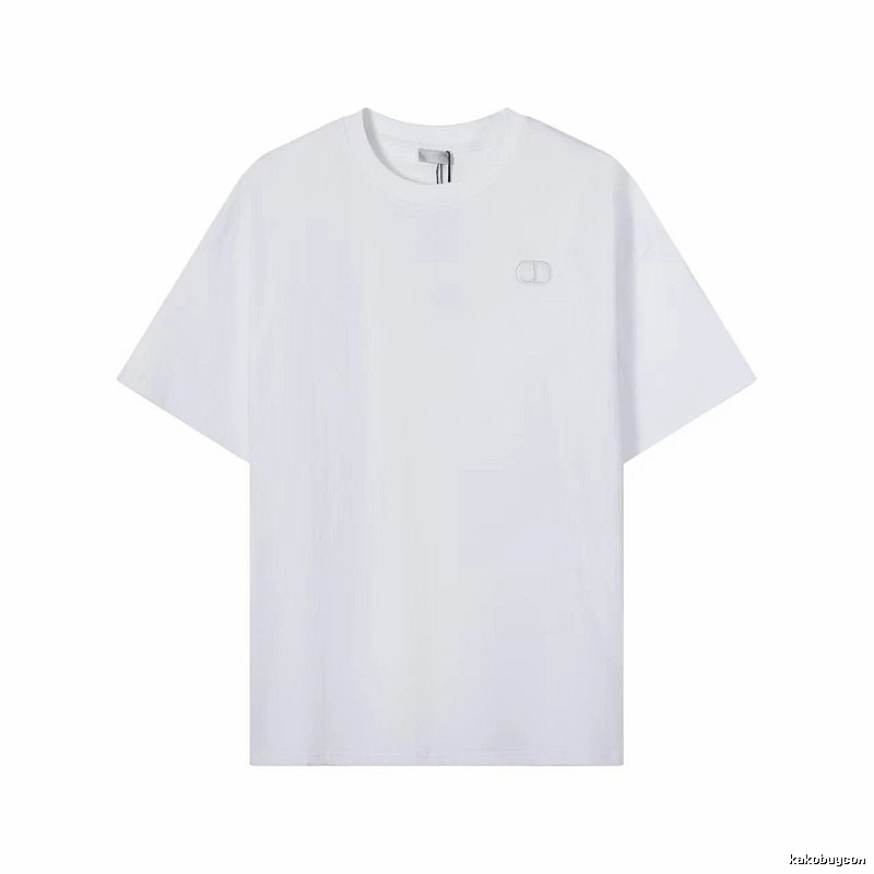 Dior CD Embroidered Minimalist Style White T-Shirt