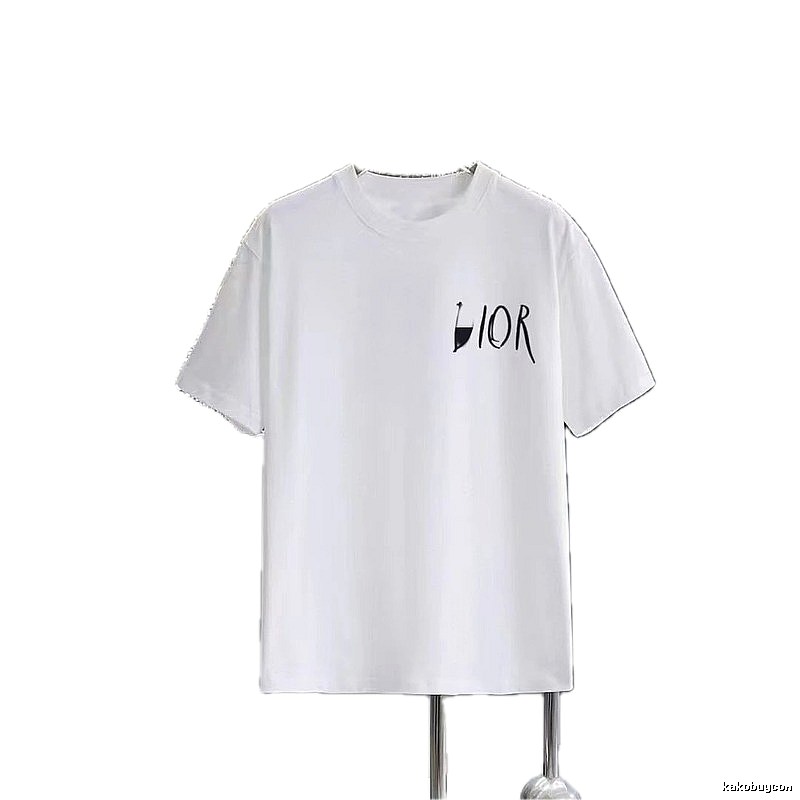 Dior Graffiti Casual Style White Short-sleeve T-shirt