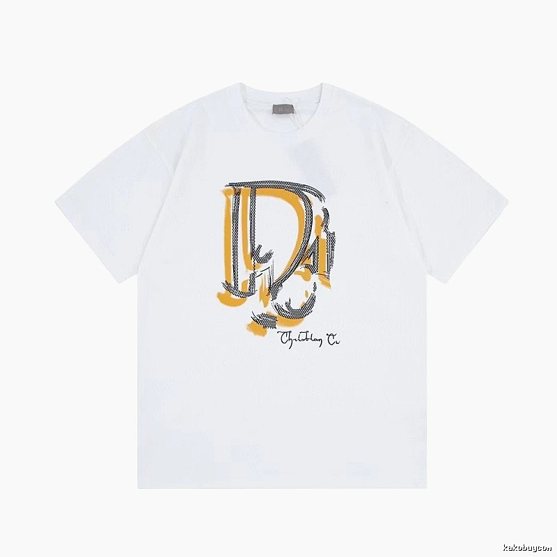 Dior Graffiti Print Casual Style White Short-sleeve T-shirt