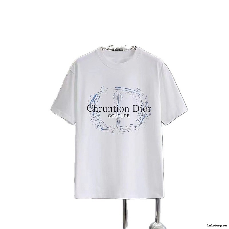 Dior Haute Couture Printed Light Luxury Style White T-shirt