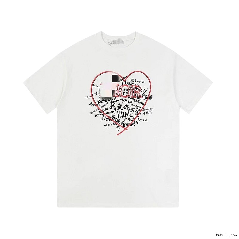 Dior Heart Graffiti Trendy Style White T-Shirt