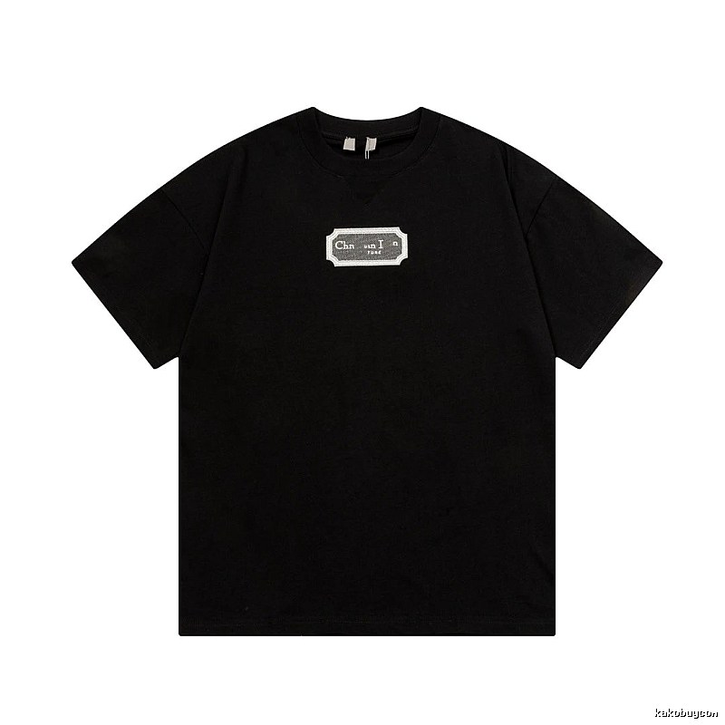 Dior Label Series Minimalist Black Short-sleeve T-shirt