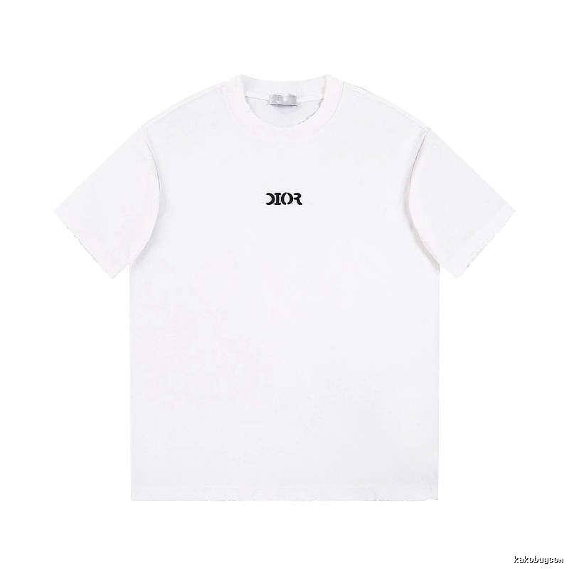 Dior Minimalist Style Embroidered Logo White Short-sleeved T-shirt