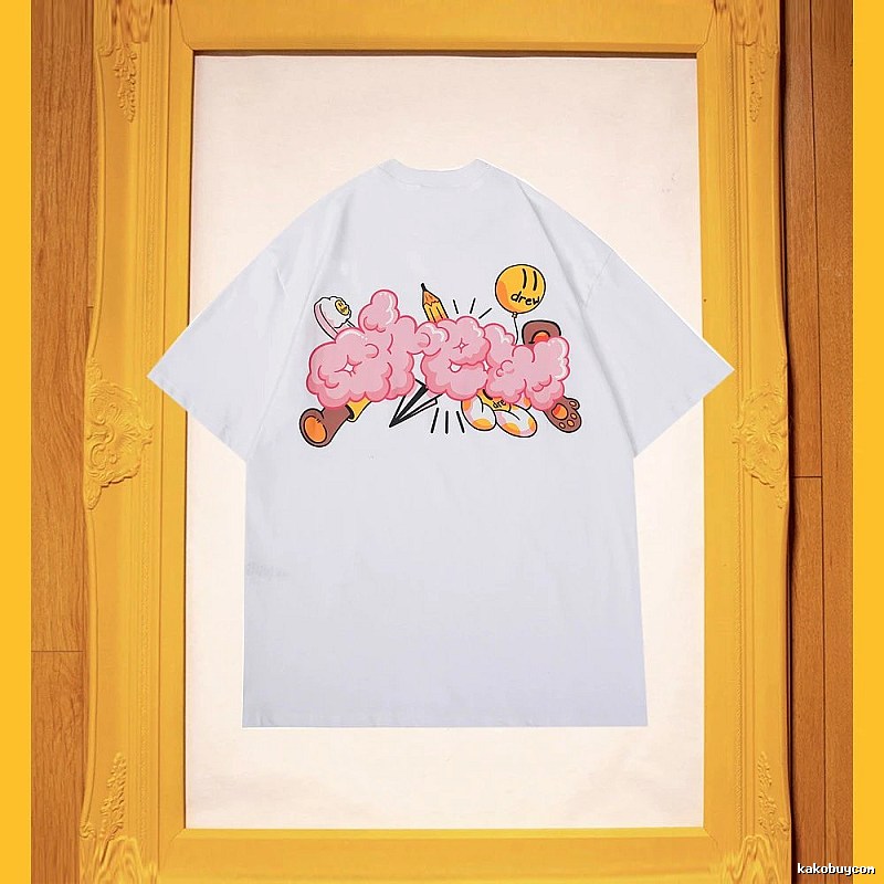 DREW Cloud Print Street Style White Short-sleeve T-shirt