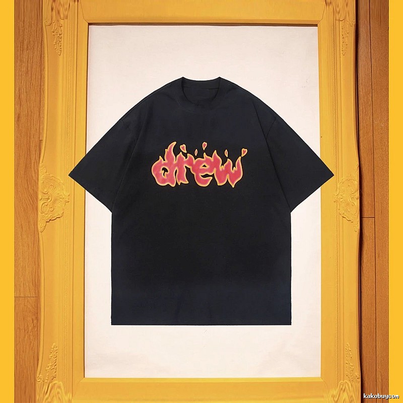 DREW Flame Heart Street Style Black T-shirt