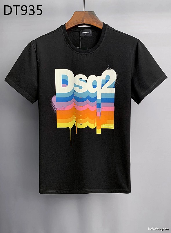 DSQ2 Color Gradient Street Style Black T-Shirt
