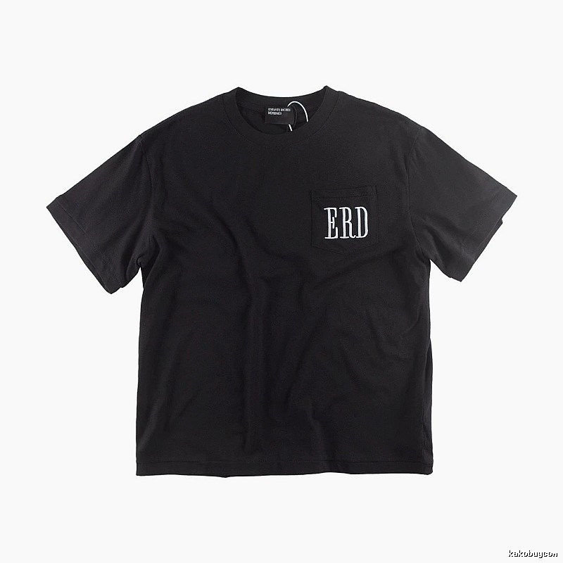ERD Pocket Embroidery High Street Style Black T-shirt