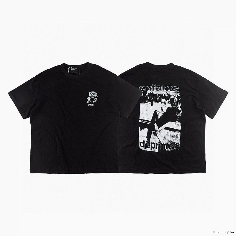 ERD Portrait Print Dark Style Black Short-sleeve T-shirt