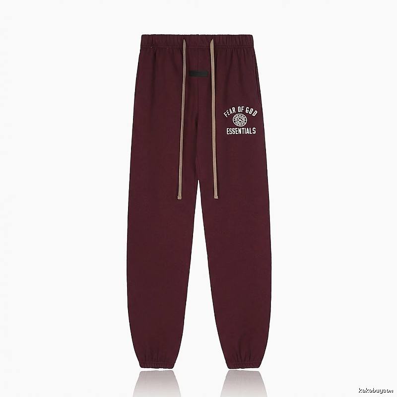 ESSENTIALS Trendy Casual Wine Red Sweatpants