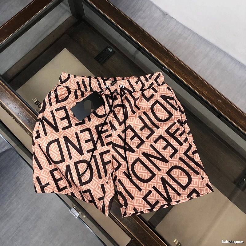 Fendi All-over Monogram Print Casual Pink-Brown Shorts