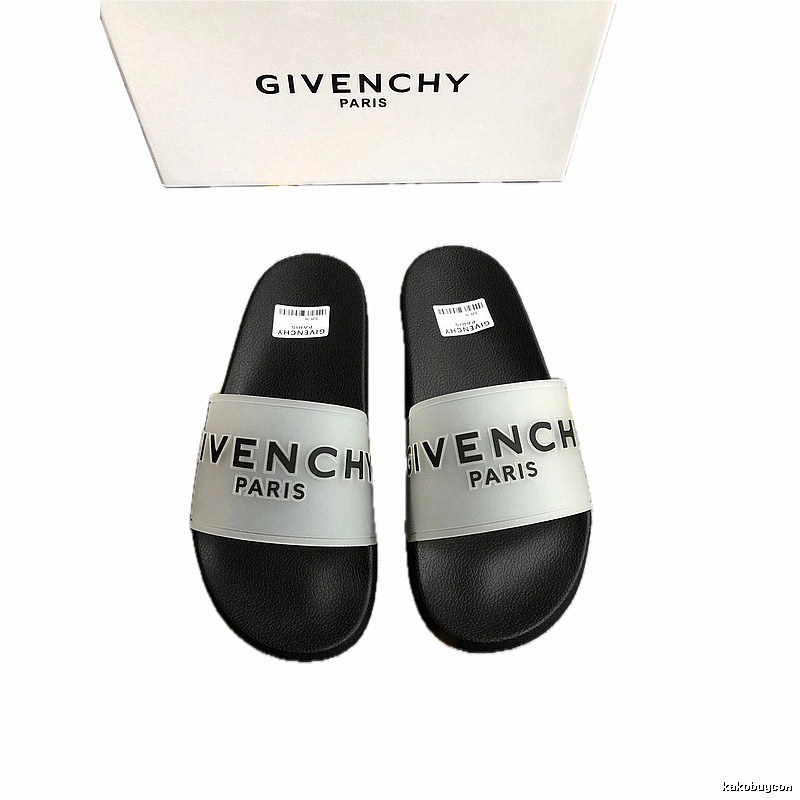 Givenchy Minimalist Letter Black-Grey Spliced Slide Sandals