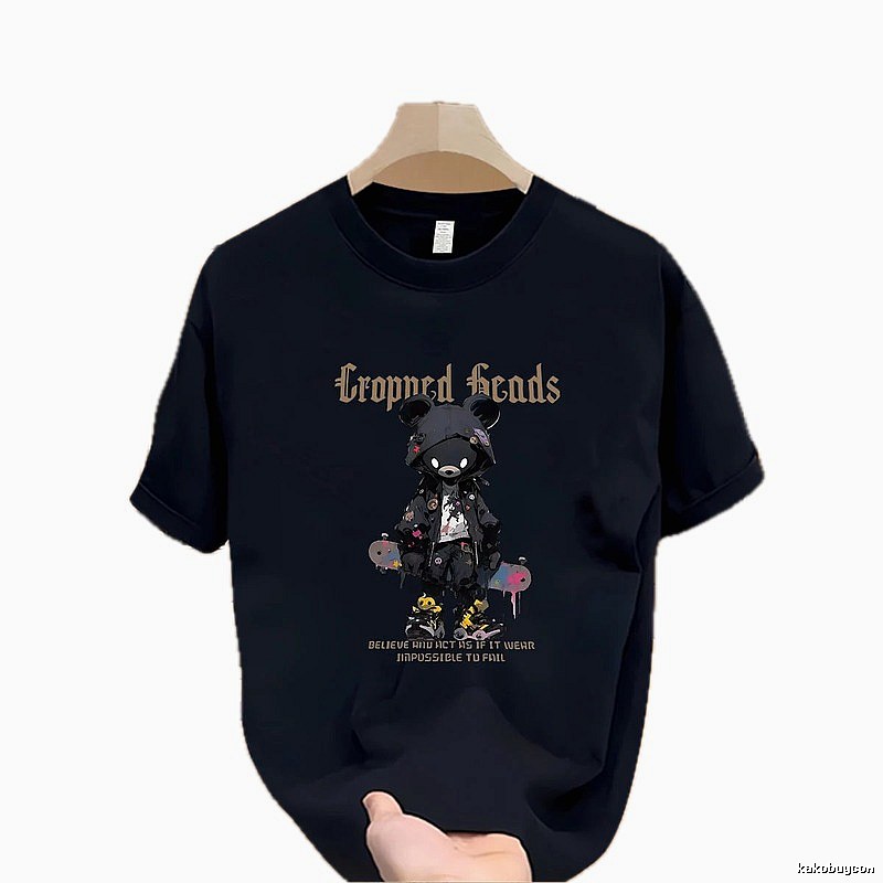 Gloomy Bear Streetwear Street-style Navy Blue Short-sleeve T-shirt