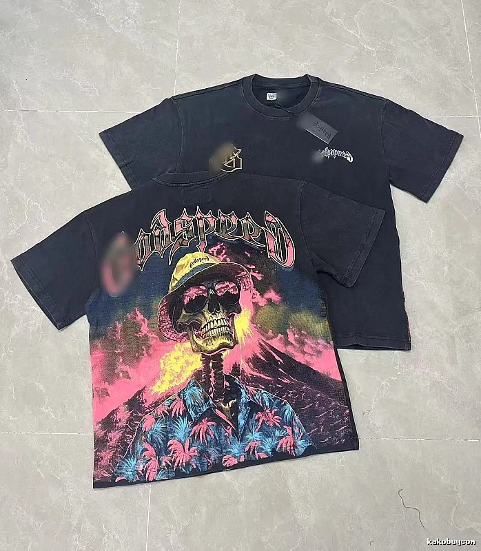 Godspeed Skeleton Print Vintage Black T-Shirt