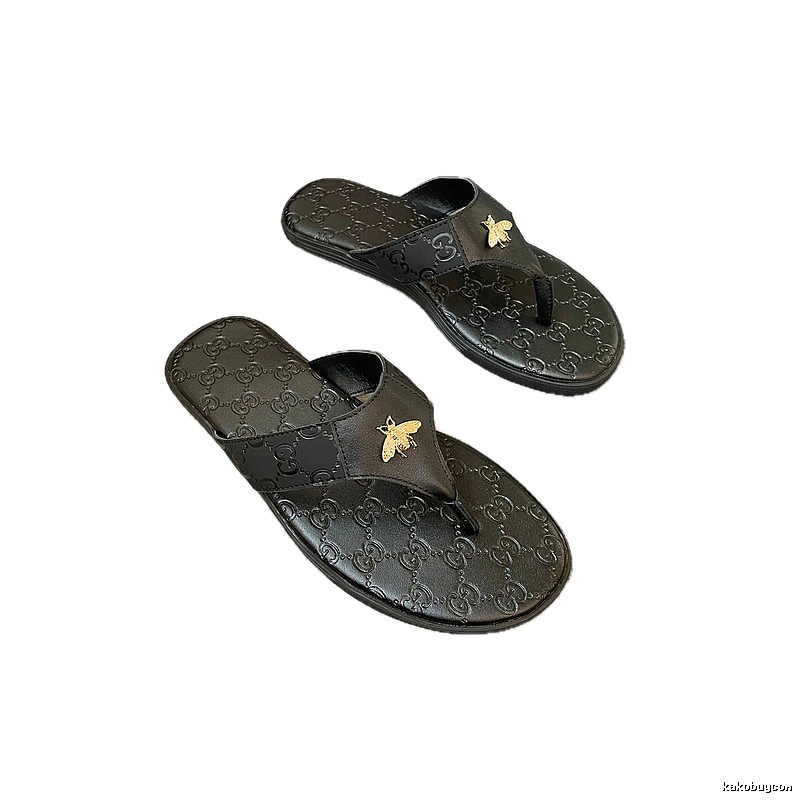 Gucci Bee Series Light Luxury Style Black Flip-Flops