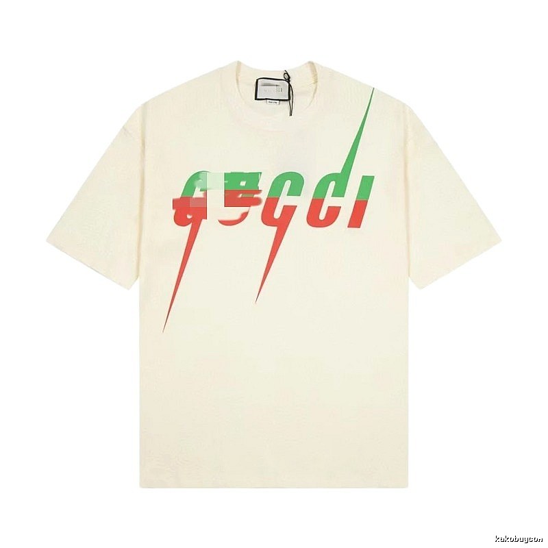 Gucci Color-block Print Casual Style Off-white Short-sleeve T-shirt