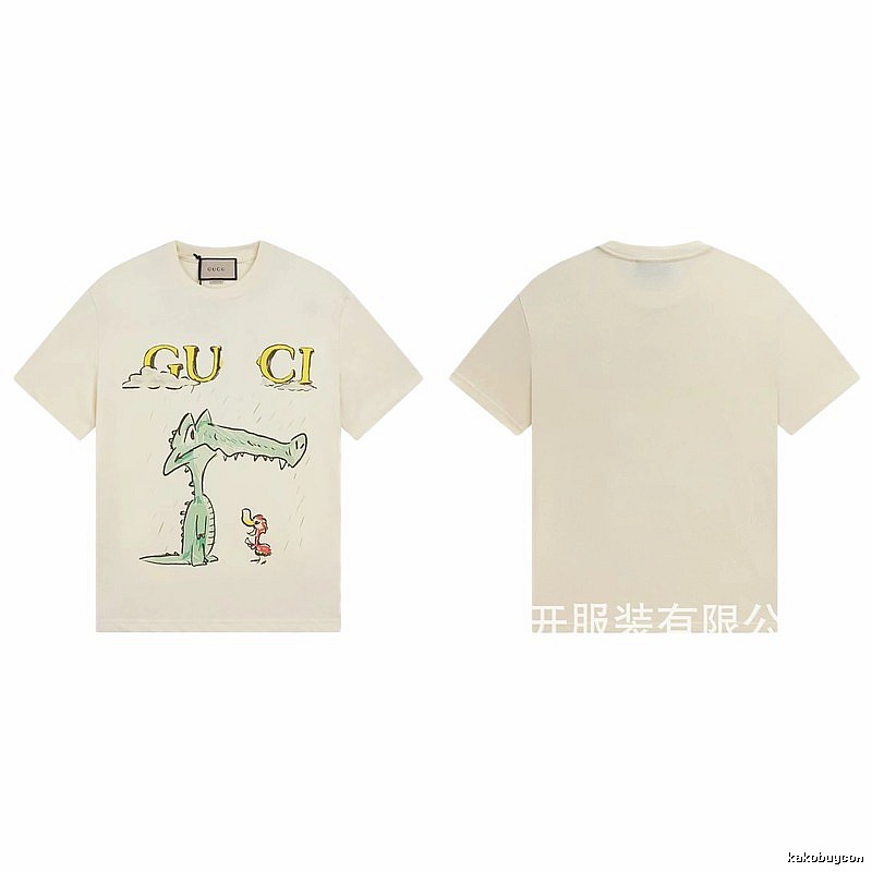 Gucci Crocodile Print Childlike Off-white T-Shirt