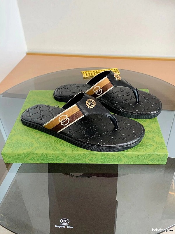 Gucci Double G Series Light Luxury Style Black Flip Flops