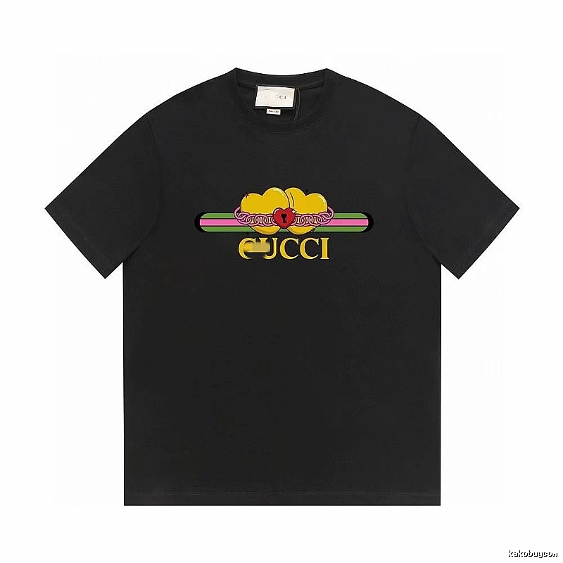 Gucci Heart Print Trendy Black Short-sleeved T-shirt