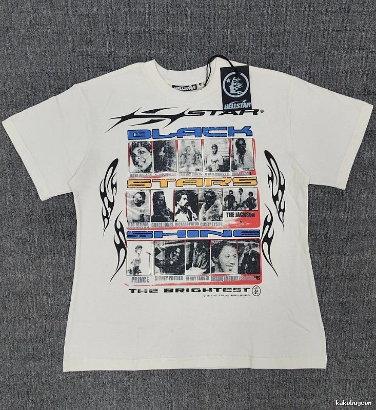 Hellstar Black Star Vintage Off-white Short Sleeve T-Shirt