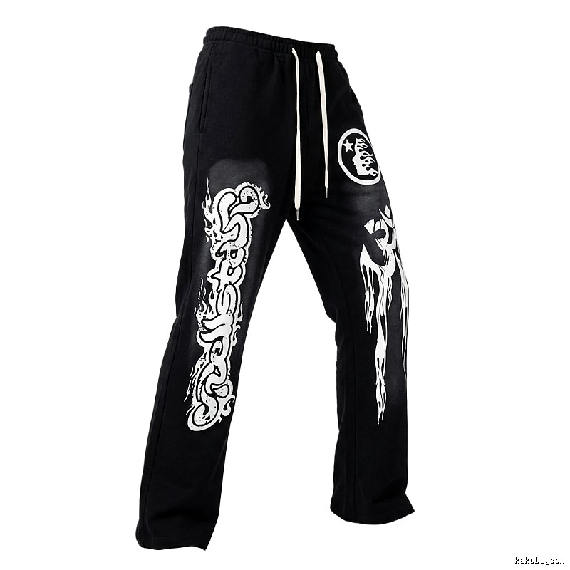 Hellstar Dark Style Printed Black Pants