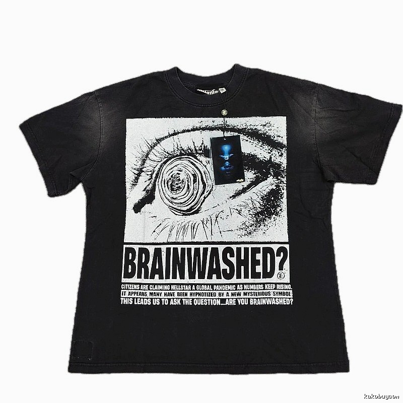 Hellstar Eye Print Street Style Black T-shirt