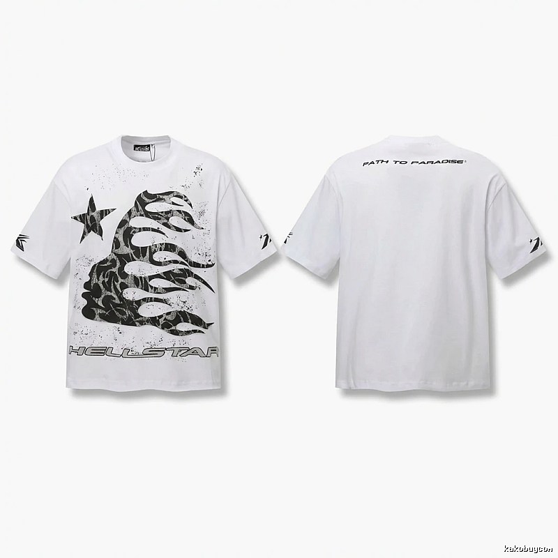 Hellstar Flame Print Style White T-shirt