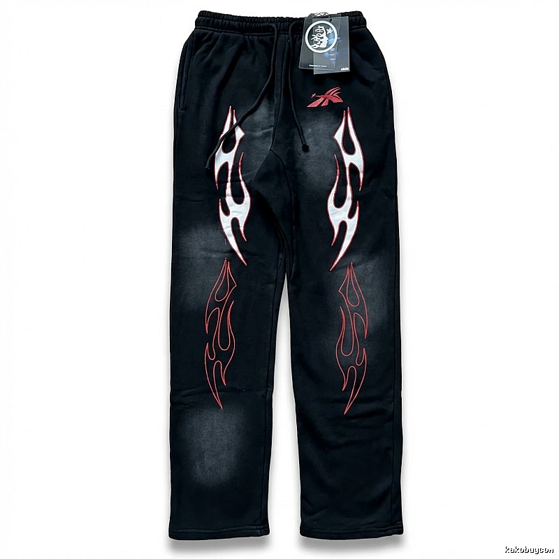 Hellstar Flame Wind Black Sweatpants