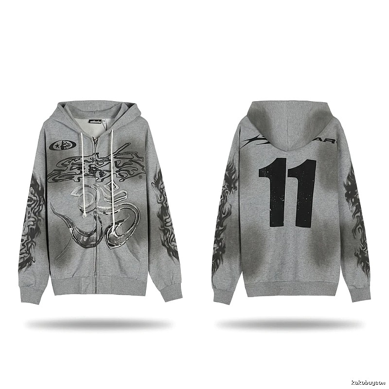 Hellstar Flame Wind Gray Sweatshirt