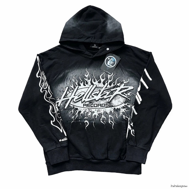 Hellstar Records Flame Wind Black Hoodie