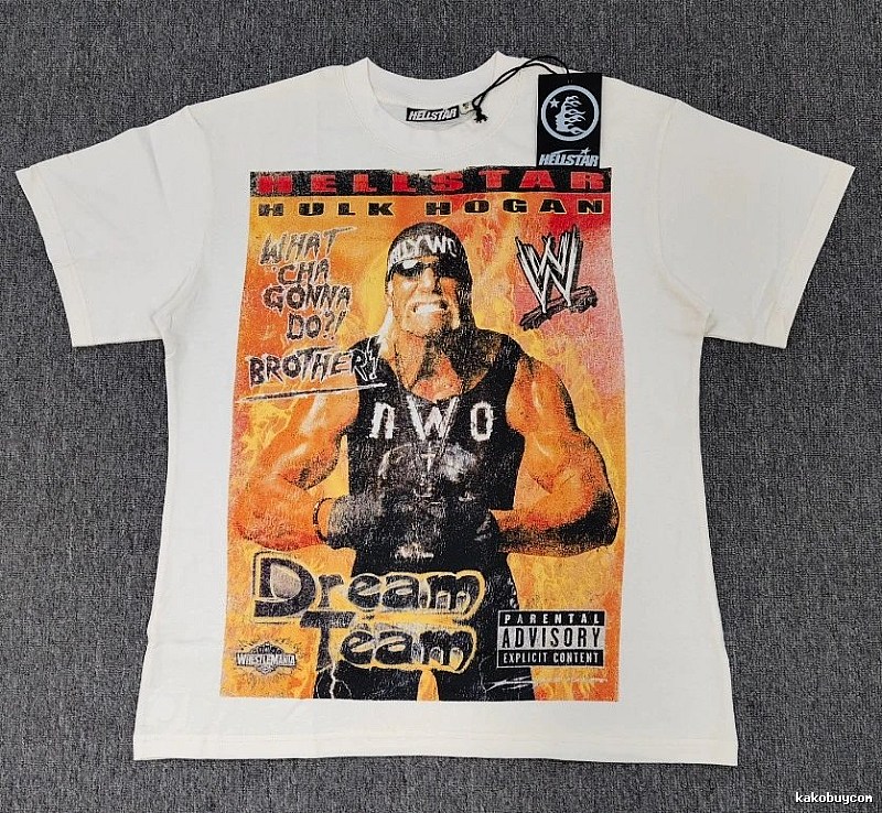 Hellstar x WWE Co-branded Vintage Style Off-white T-shirt