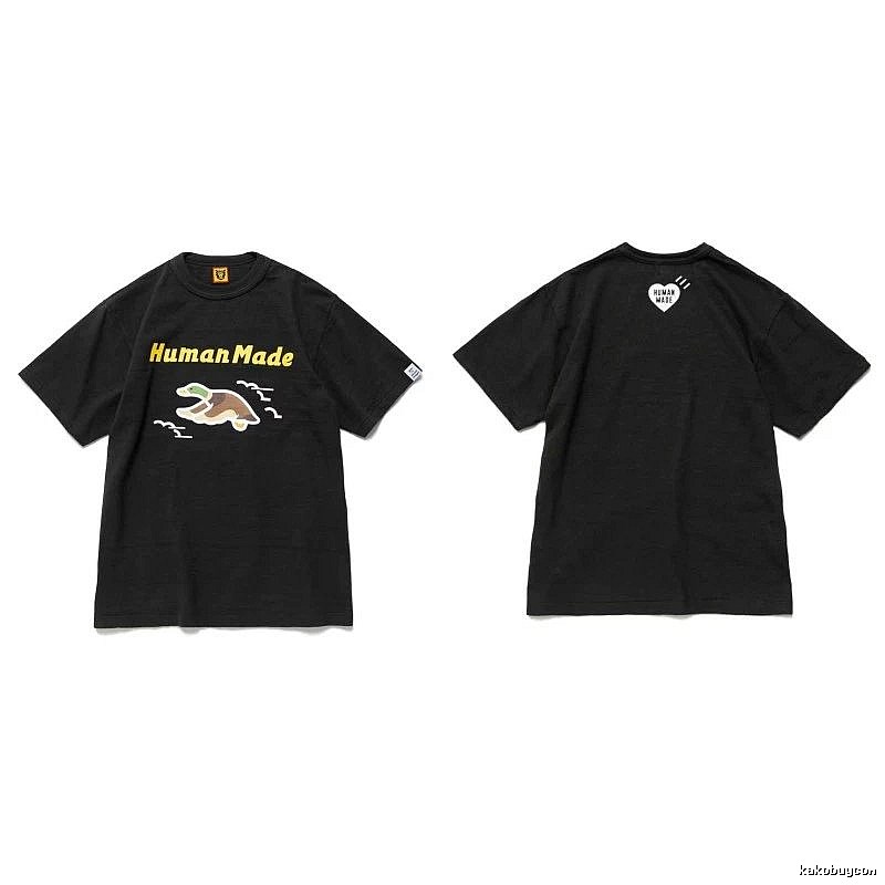 Human Made Gift Ready Heart logo T-shirt Black Green Human with Fresh Pattern