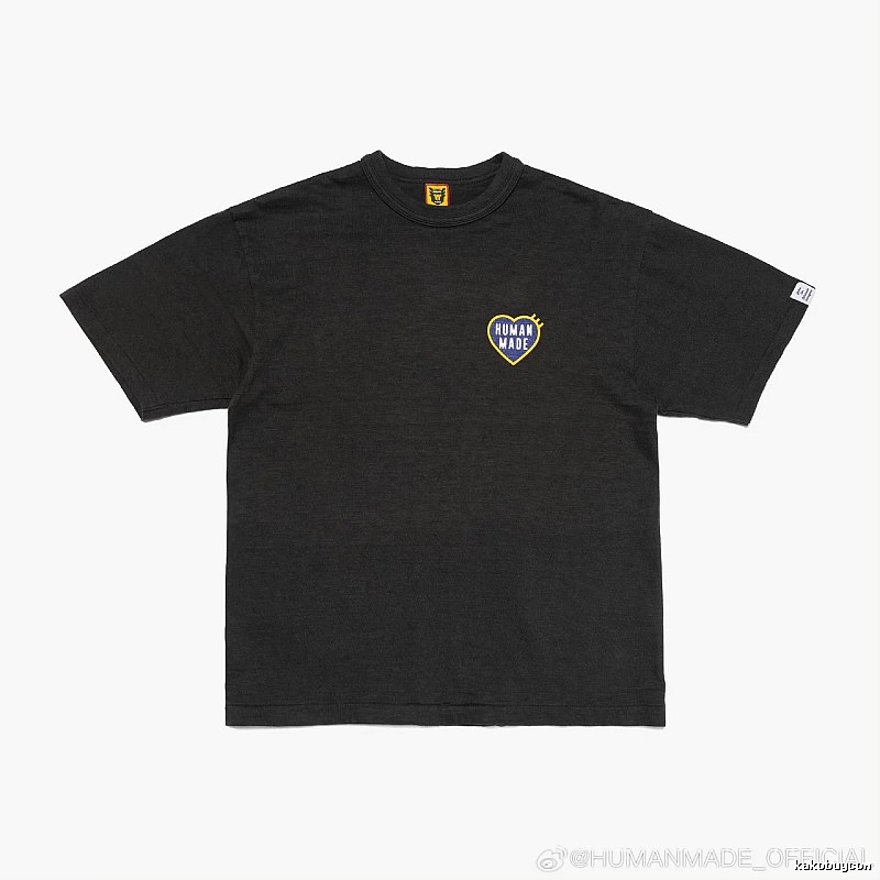 HUMAN MADE Heart Embroidered Japanese Streetwear Black T-Shirt