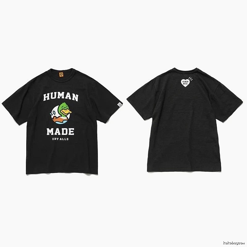 Human Made Summer Heart logo T-shirt Black Green Human with Clean Finish