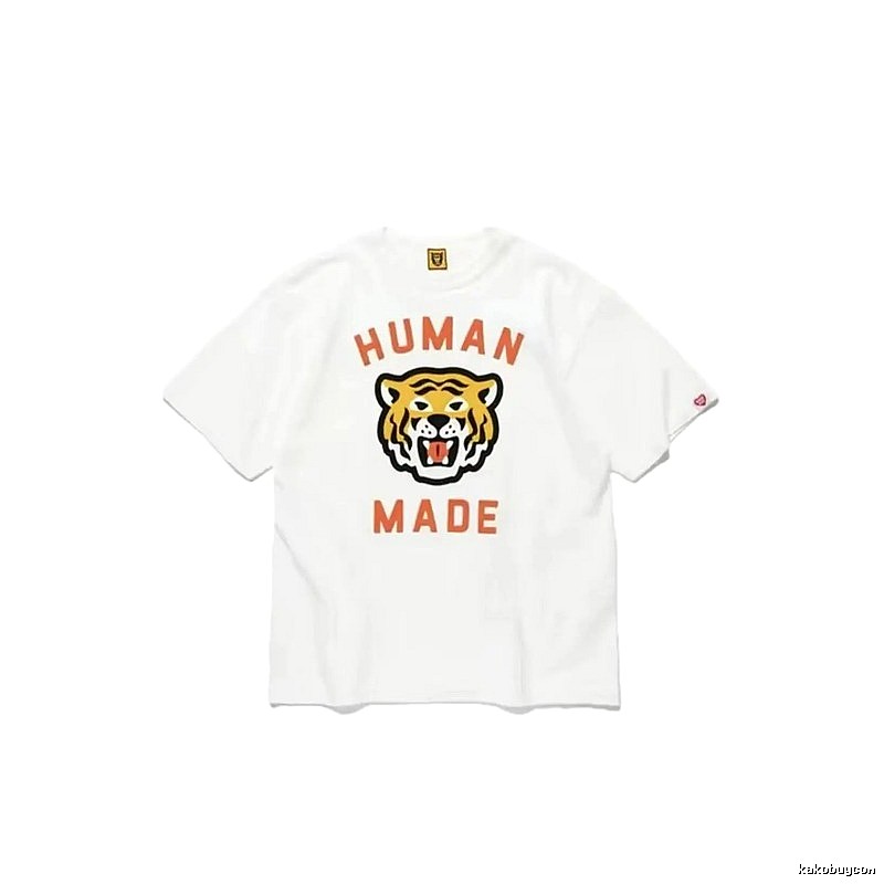 HUMAN MADE Tiger Head Vintage Japanese Style White Short-sleeve T-shirt