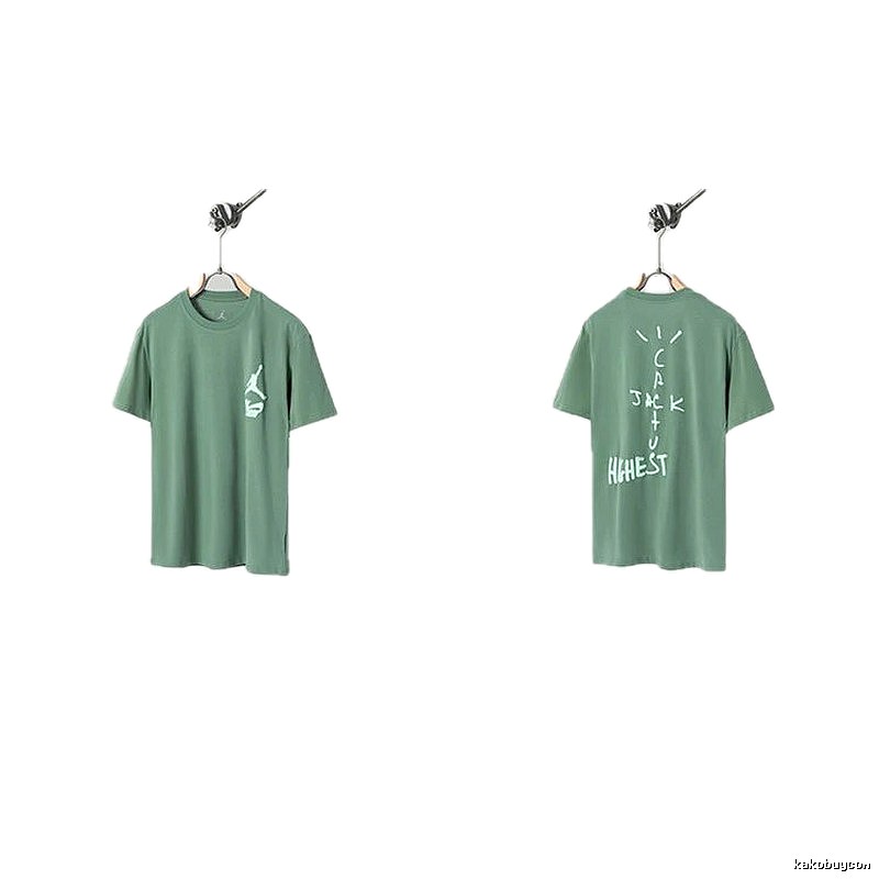 Jordan x Travis Scott Co-branded Street Style Pea Green T-Shirt