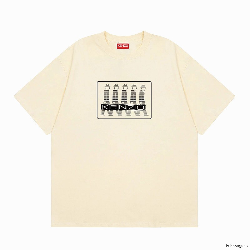 KENZO Character Print Casual Style Beige T-shirt